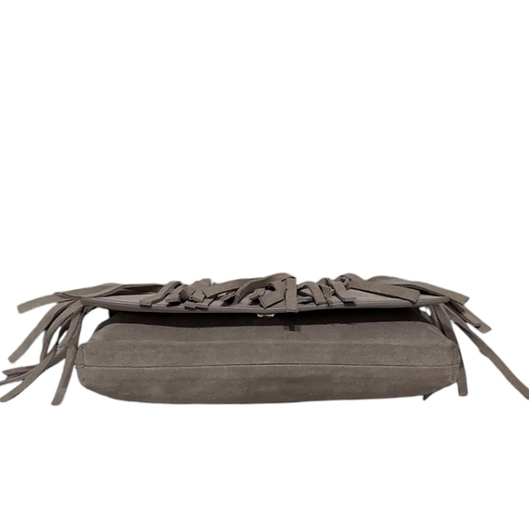 Michael Kors Suede Leather Fringe Flap Clutch Bag - Picture 3 of 6